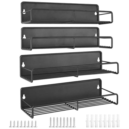 Spice Rack - Set of 4 Carbon Steel Magnetic Shelves