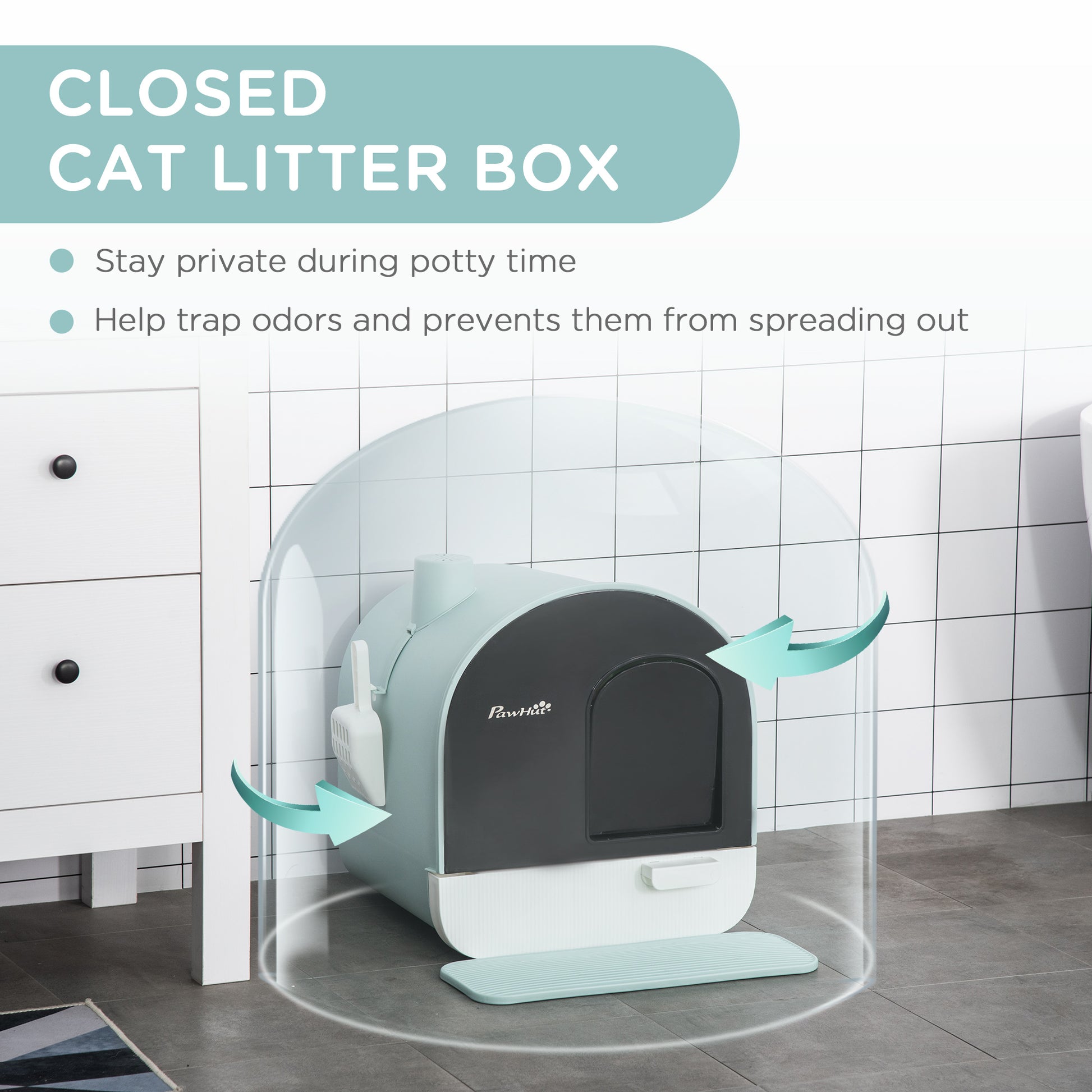 Cat Litter Box With Lid Cover - Litter Box With Removable Tray