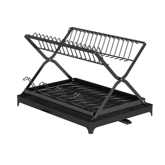 Dish Drying Rack - 2Tier Dish Rack With Foldable Design and Cup Holder