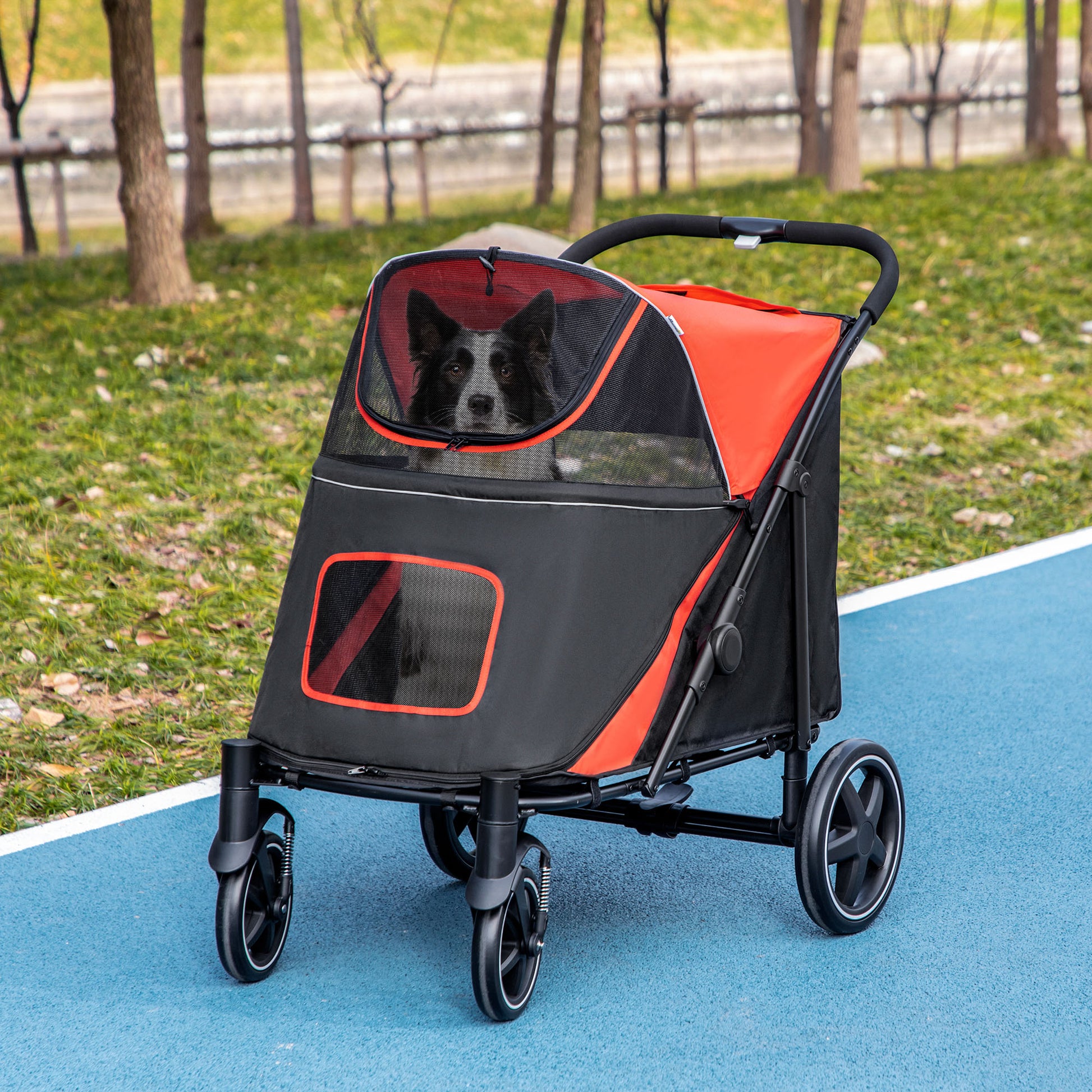 Pet Stroller - Foldable Dog Stroller With 2 Safety Lashes