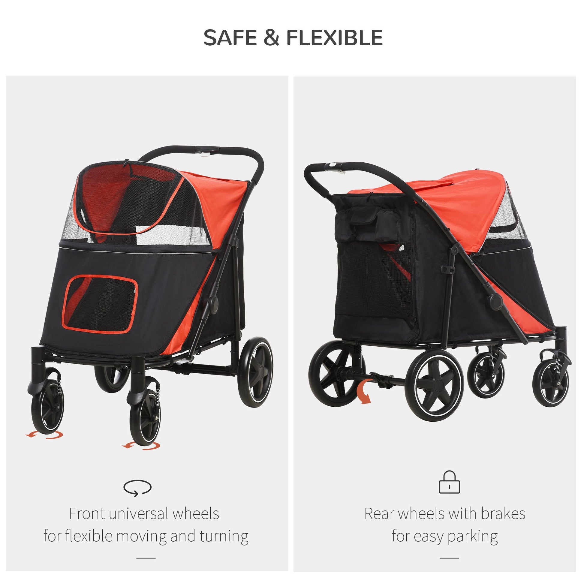 Pet Stroller - Foldable Dog Stroller With 2 Safety Lashes