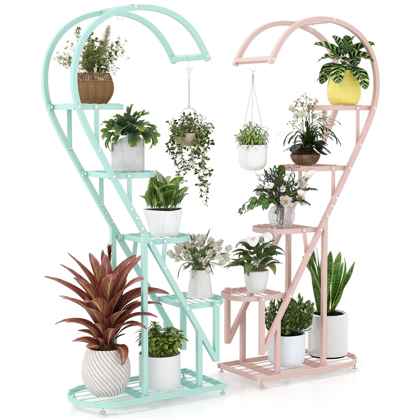 Plant Stand - Set of 2 Half Heart Plant Stand Indoors