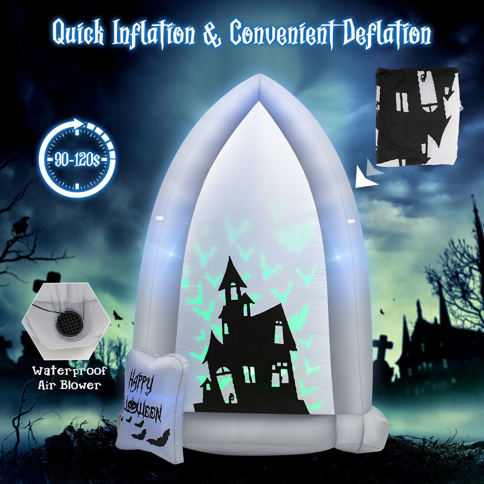 Halloween Decoration - 7 Ft Tombstone Inflatable Halloween Inflatable