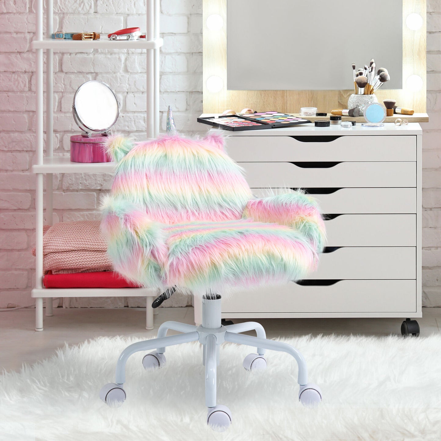 Desk Chair With Soft Cushioned Seat - Unicorn Design Computer Chair