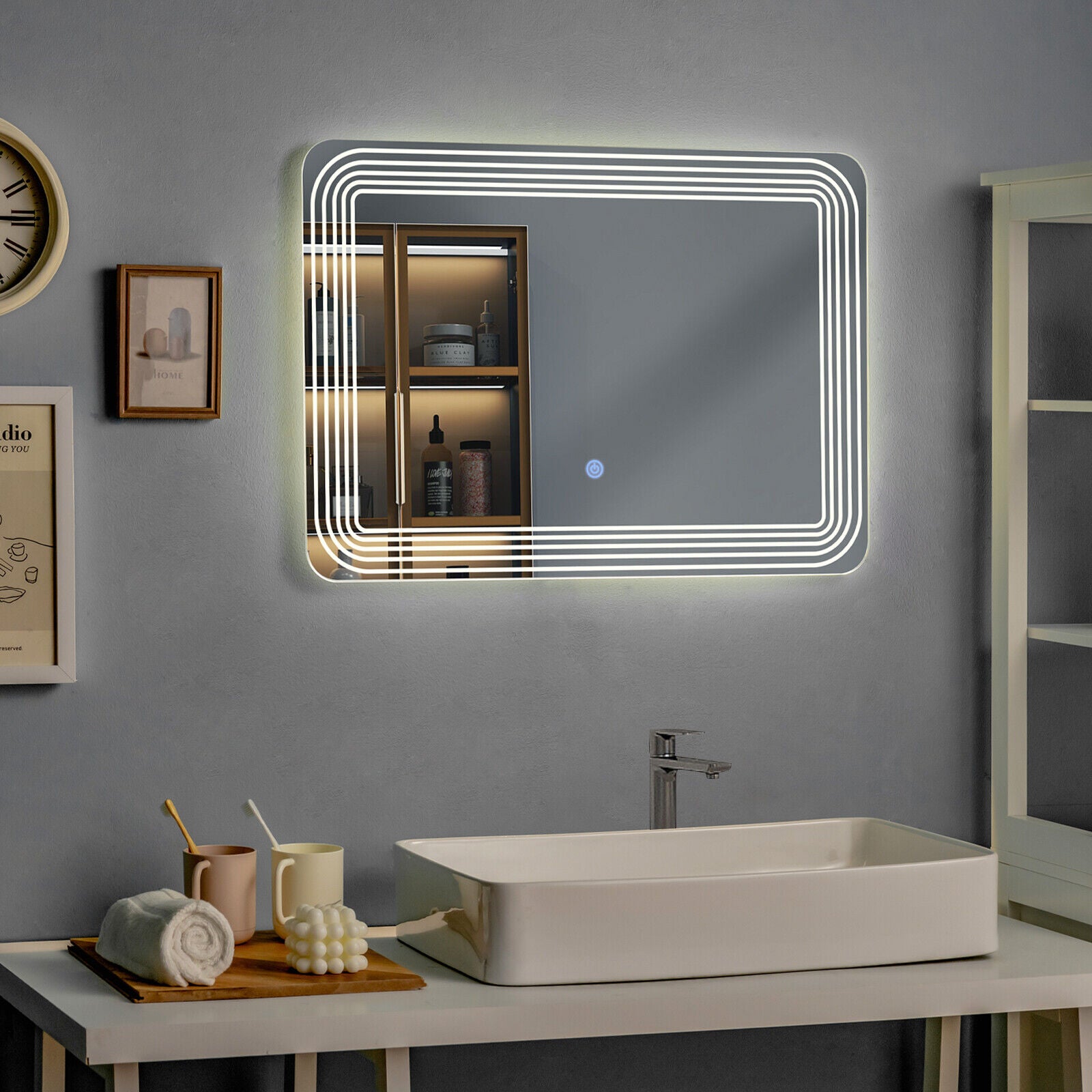 Bathroom Mirror Dimmable Touch - 3 Color Led Mirror