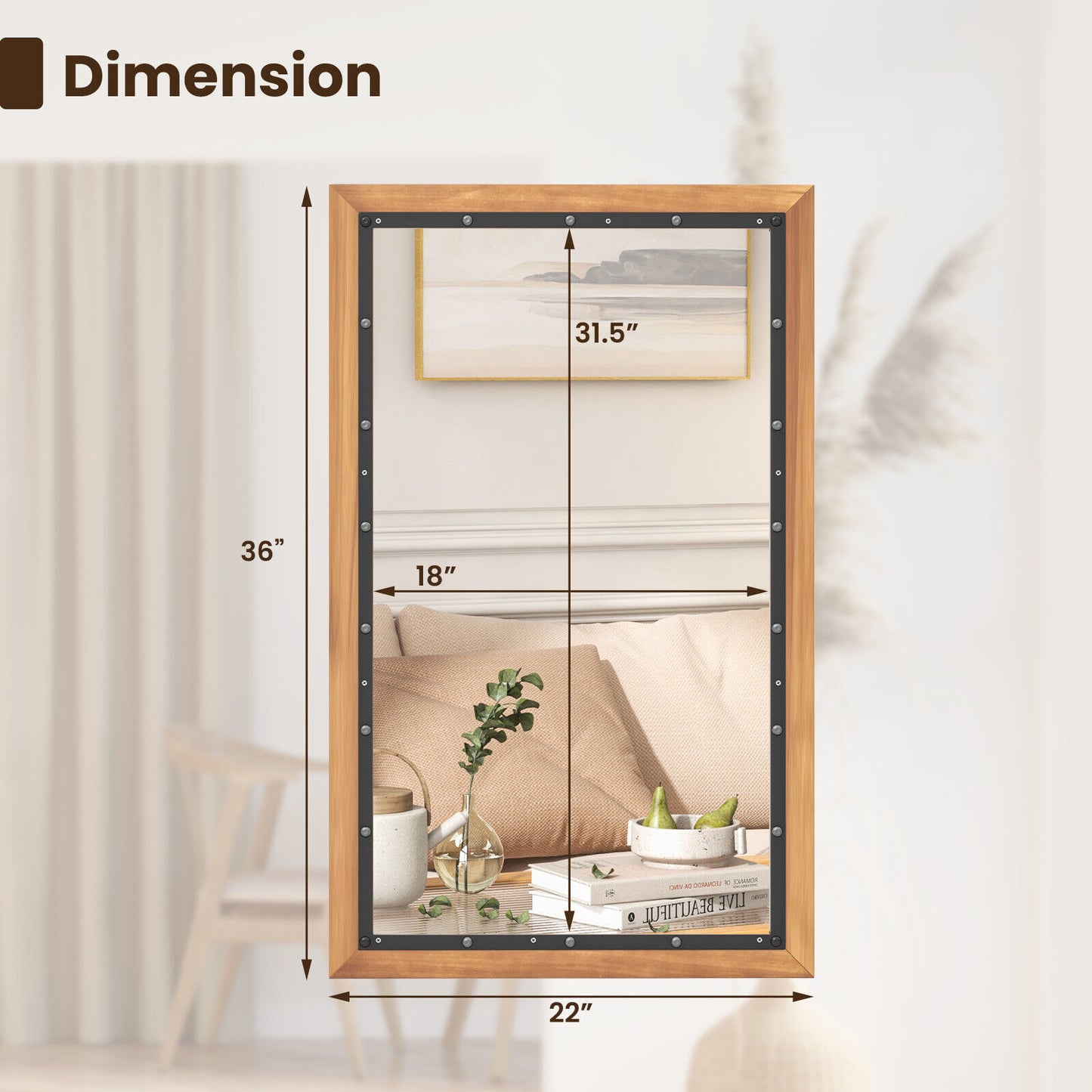 Mirror - 22 by 36 Inches Rectangular Wall Mirror