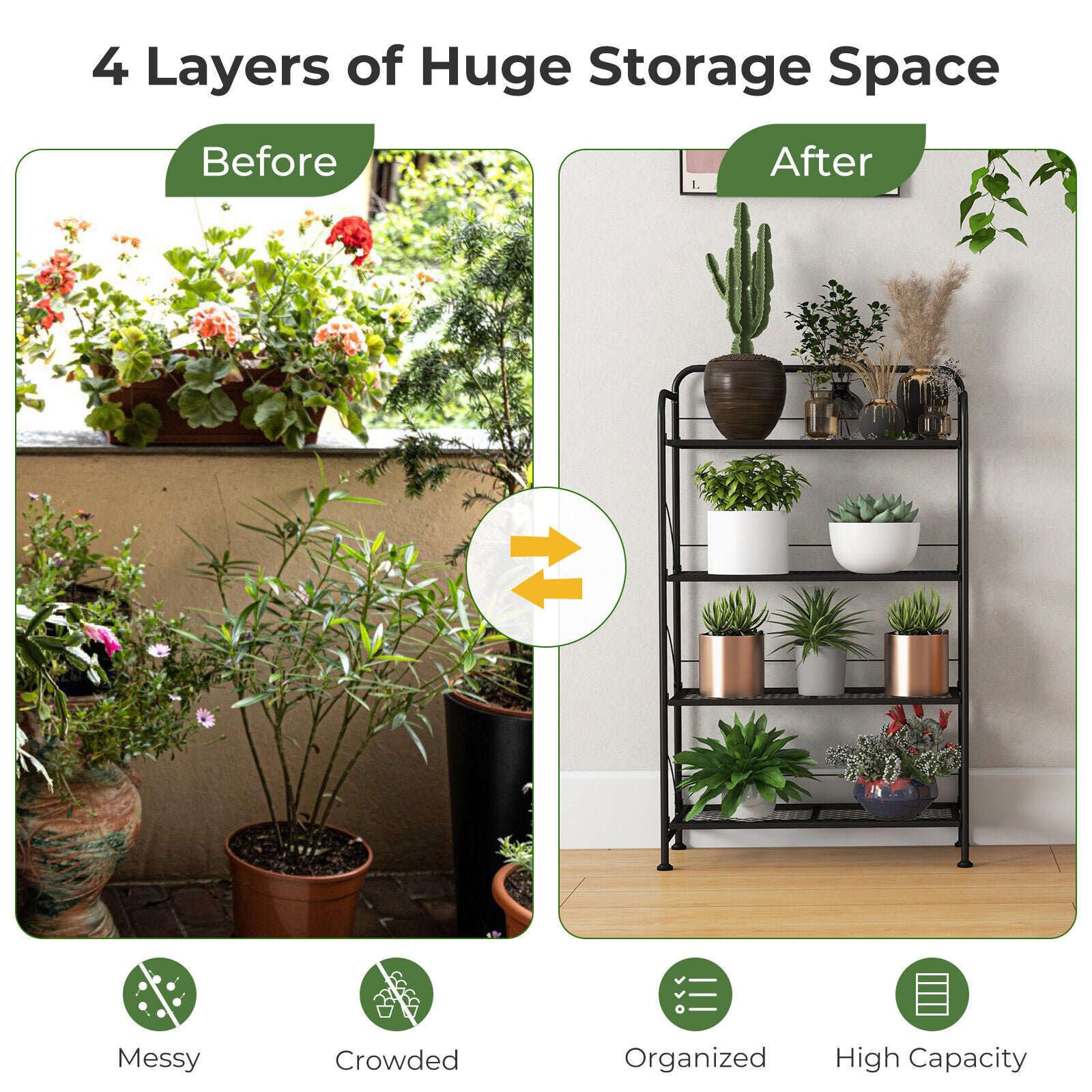 Plant Stand - 4 Tier Adjustable Shelf - Plant Shelf