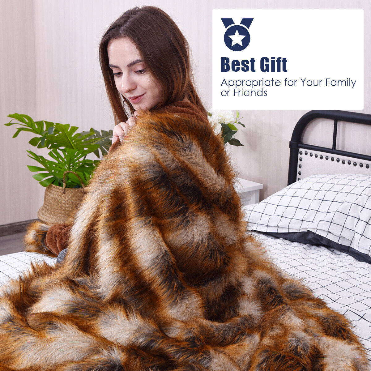 Throw Blanket -84 by 58 Inches Soft  Faux Fur Blanket