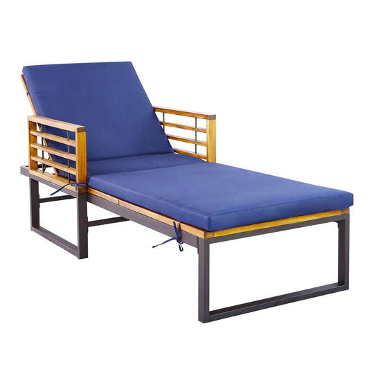 Chaise Lounge with Reclining Lounger - Cushioned Lounge Chair