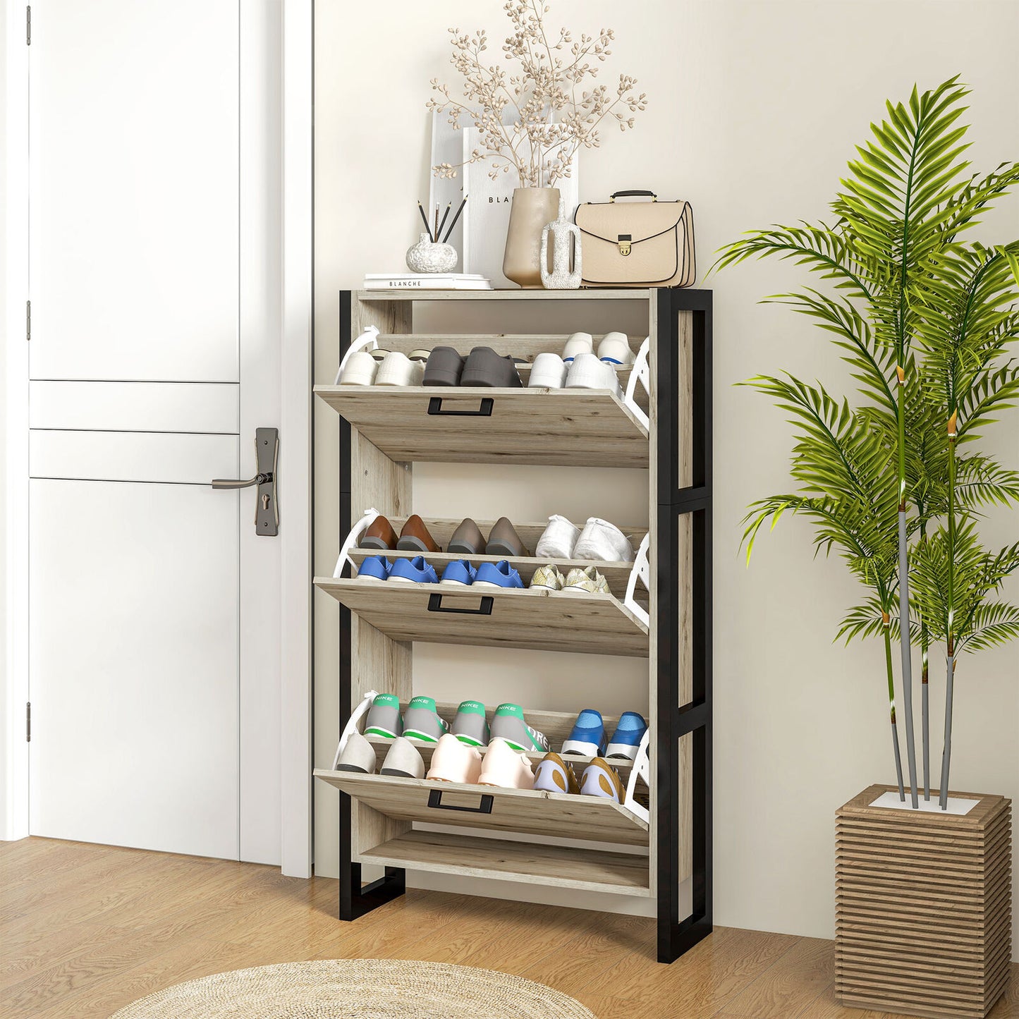 Shoe Cabinet - 20in  Shoe Storage for 11 to 15 Pairs