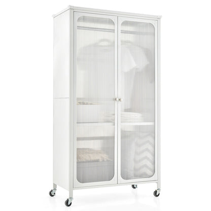 Closet with wheels - Closet Organizer with Rod and Adjustable Shelf
