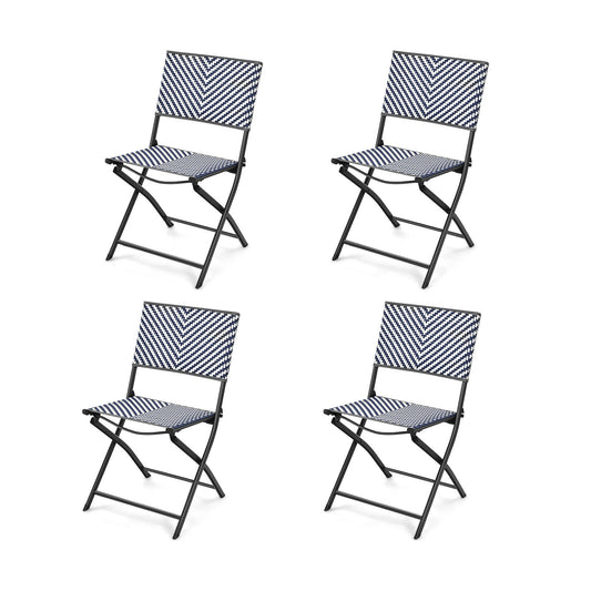 Folding Chairs Set of 4 - PE Rattan Foldable Chairs