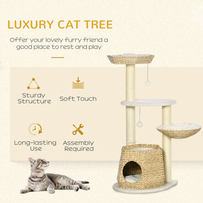 Cat Tree with With Hanging Balls - 47 Inches Multi level Cat Tower
