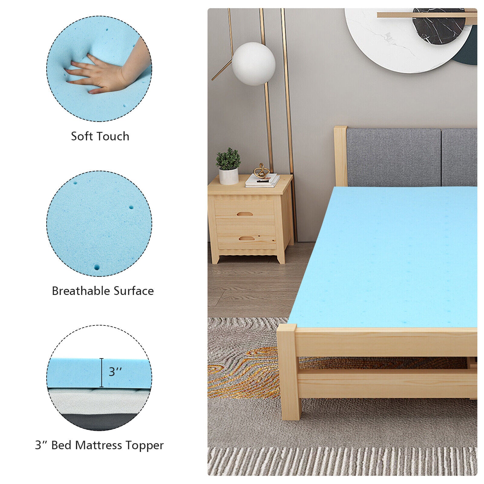 Mattress Topper with Air Ventilation - Gel Infused Mattress Pad