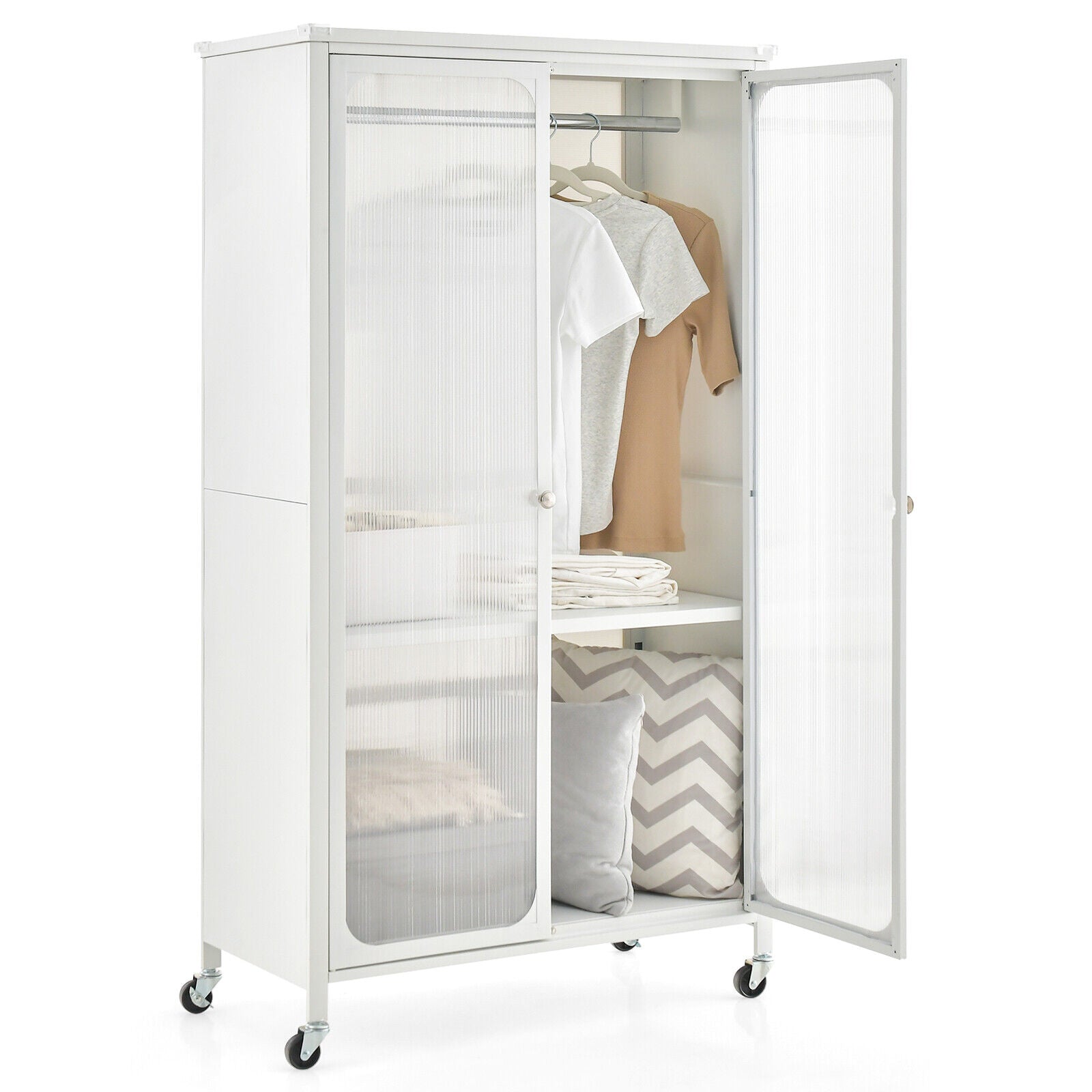Closet with wheels - Closet Organizer with Rod and Adjustable Shelf