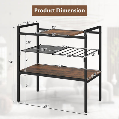 Entryway Table with Panel and Mesh Shelf - 3Tier Industrial Side Table