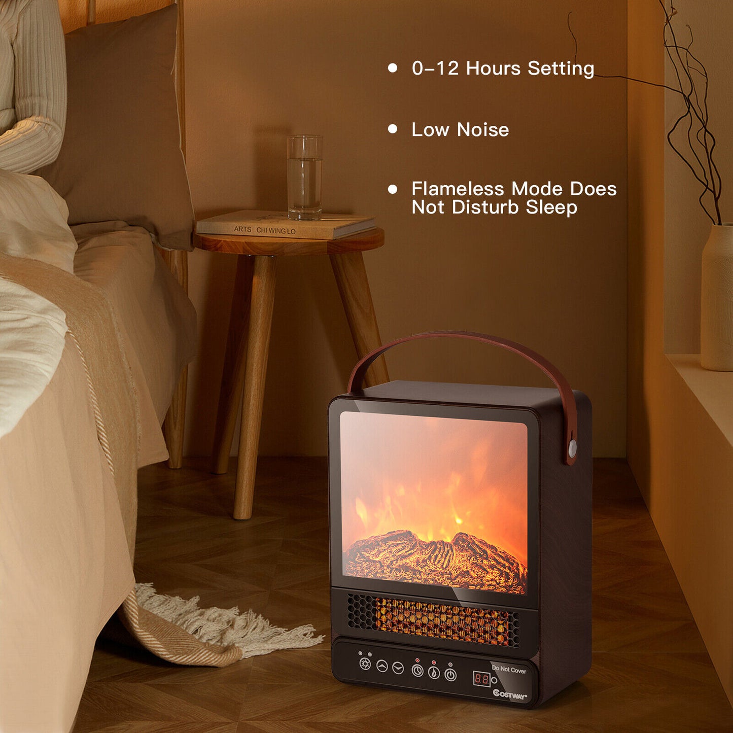 Electric Fireplace with 3D Effect - Portable Heater 1500W