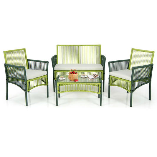 Outdoor Furniture - 4 Pcs Patio Furniture With Cushions