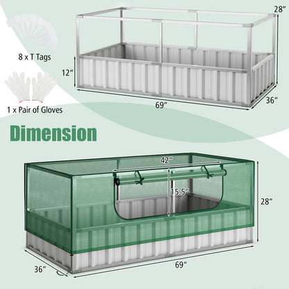 Mini Greenhouse - Galvanized Raised Beds With Protective Cover