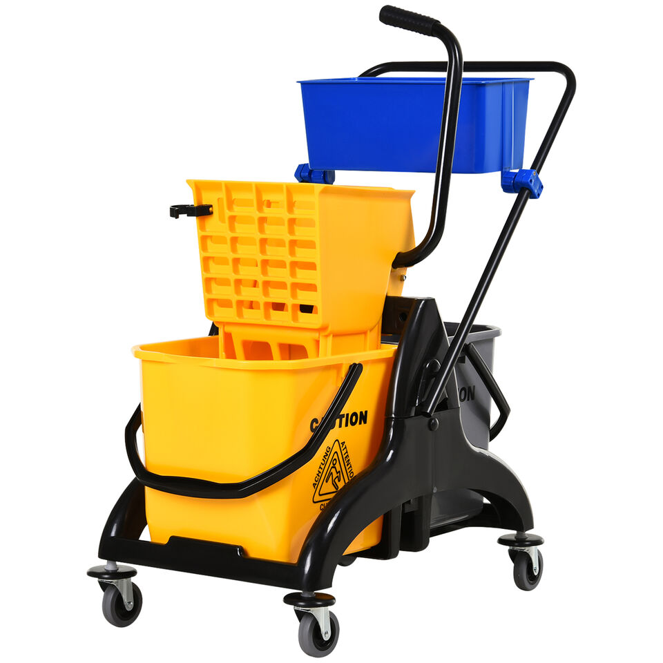 Mop Bucket - 6.9 Gallon Mop Pail With Removable Side Press Wringer