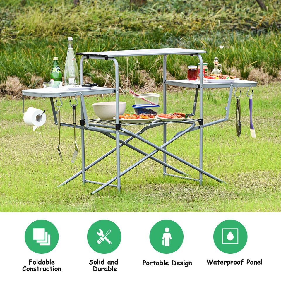 Folding Table - 57.5x18 Inches Aluminum Collapsible Folding Table