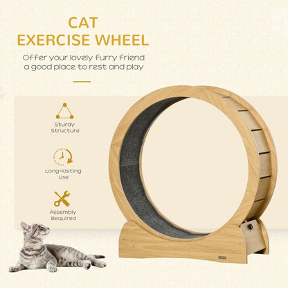 Cat Exercise Wheel - Natural Wood with Carpet Cloth Cat Wheel