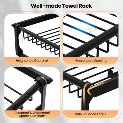 Towel Rack With Movable Hook - Aluminum Rack Towel
