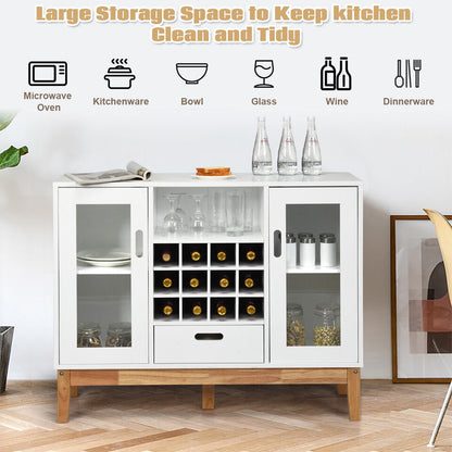 Storage Cabinet - Sideboard With 12 Bottle Rack and 2 Side Cabinets