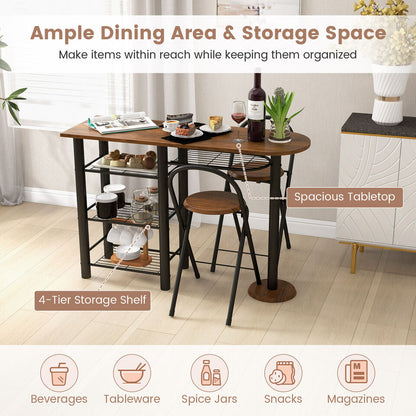 Dining Table Set of 3 - Kitchen Table Sets With Storage Shelf