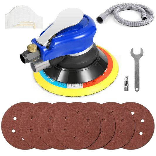 Air Sander - 6 Inches Dual Action Sander With Auto 7 Discs