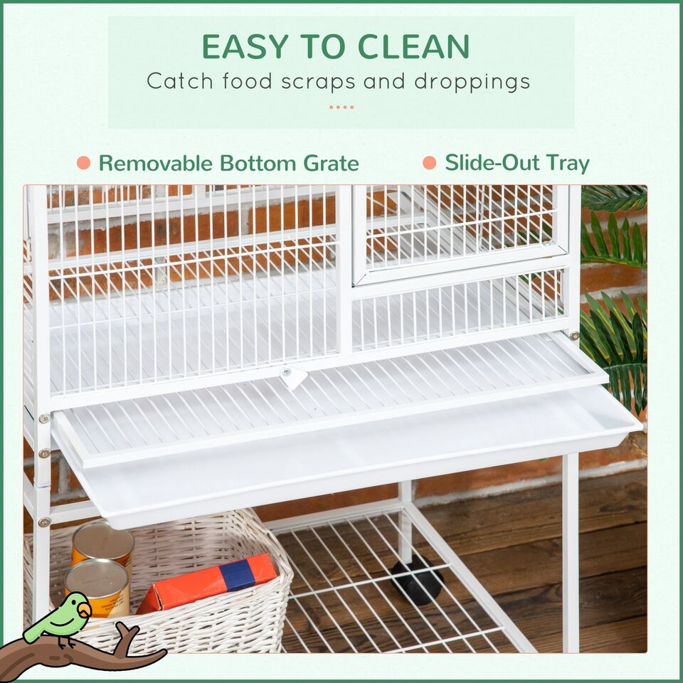 Birdcage - 64 Inches Parrot Cage With Stand and Open Shelves
