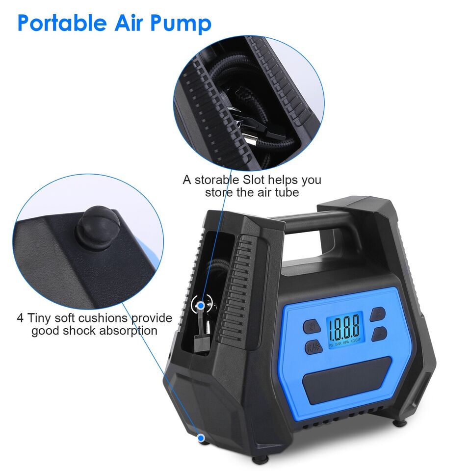 Tire Inflator 120W - Portable Air Compressor With LED Light