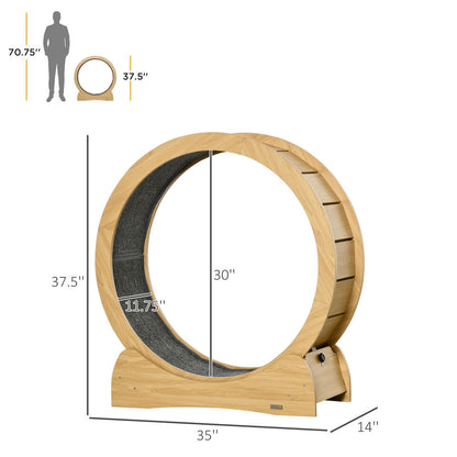 Cat Exercise Wheel - Natural Wood with Carpet Cloth Cat Wheel