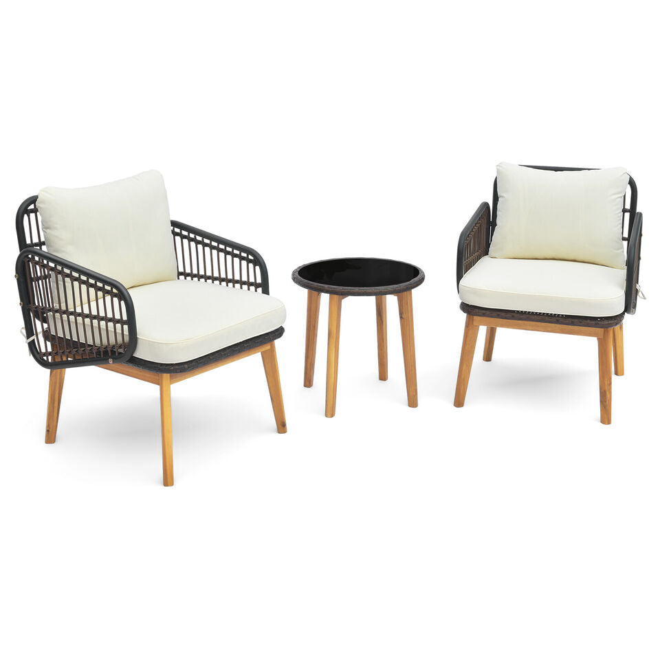 Patio Furniture - Set of 3 Patio Exterior Furniture With Cushion