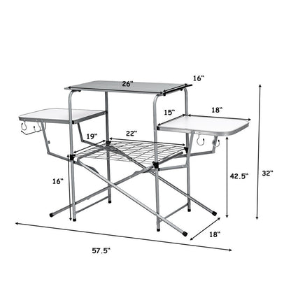 Folding Table - 57.5x18 Inches Aluminum Collapsible Folding Table