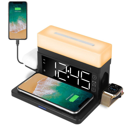 Wireless Charger - 3 In  1 Wireless Phone Charger With Dimmable Light