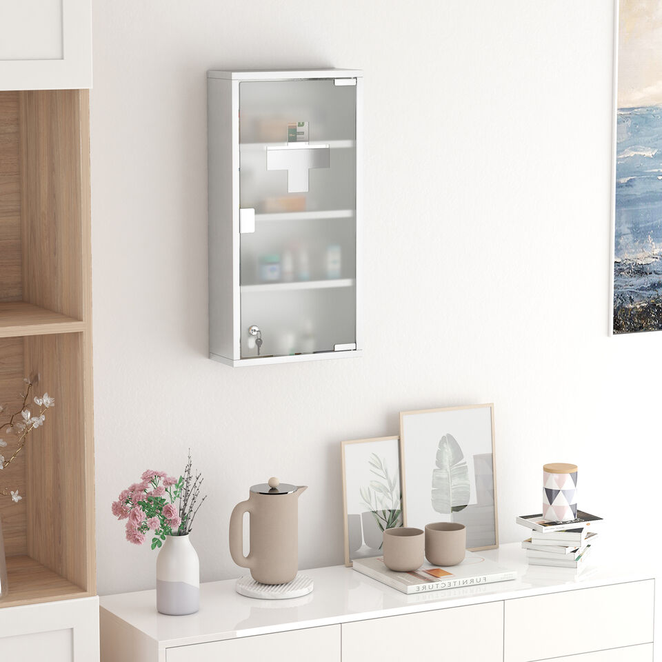 Bathroom Cabinet LED Mirror - Medicine Cabinet 3 Storage Shelves