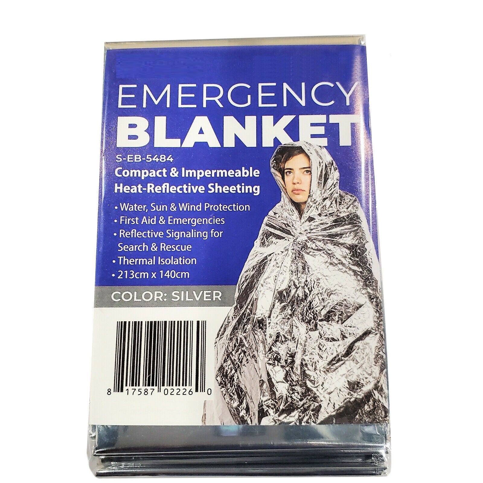 Emergency thermal blanket Pack of 5 - Silver reflective solar blanket