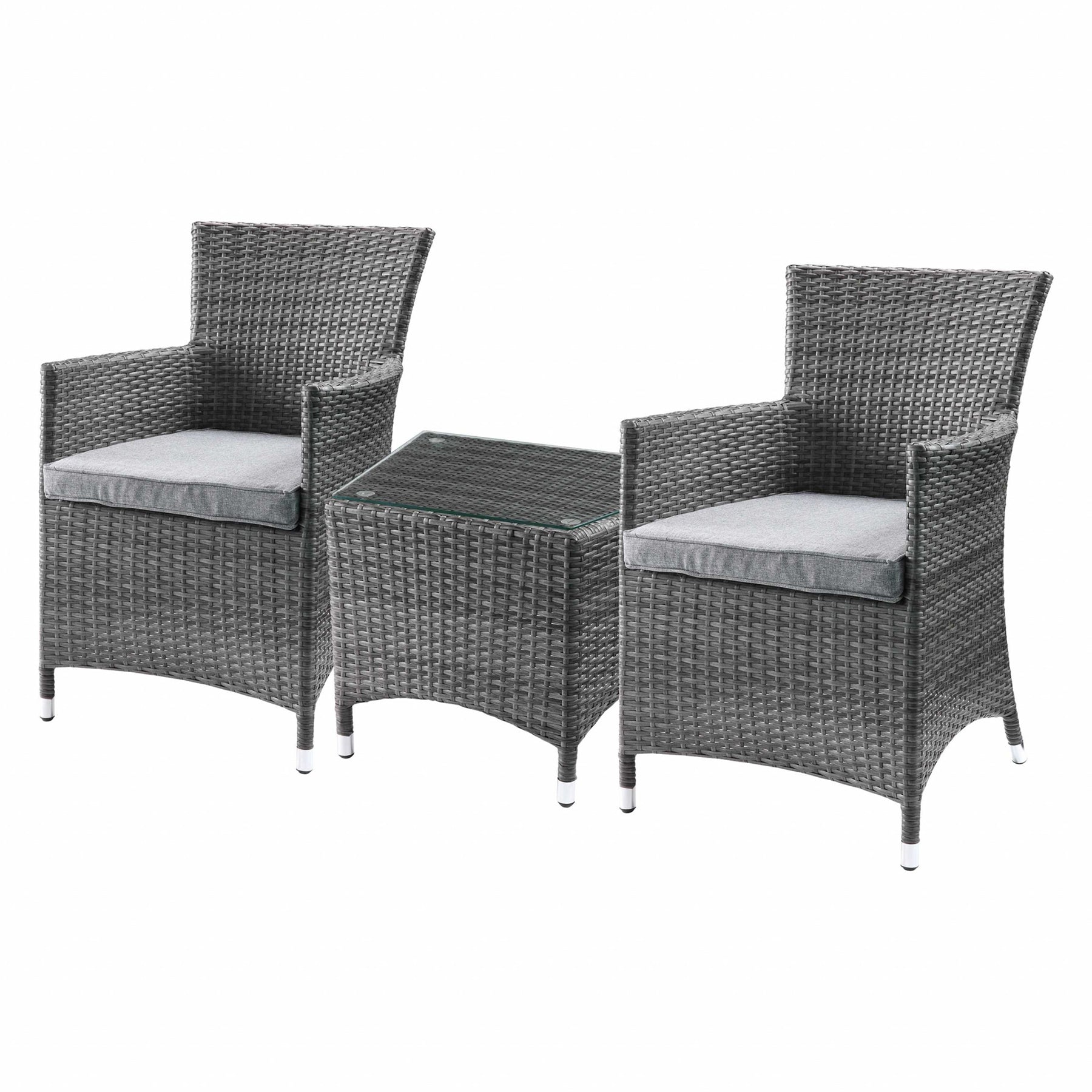 3Pc Wicker Bistro Set - Outdoor Table and Chairs