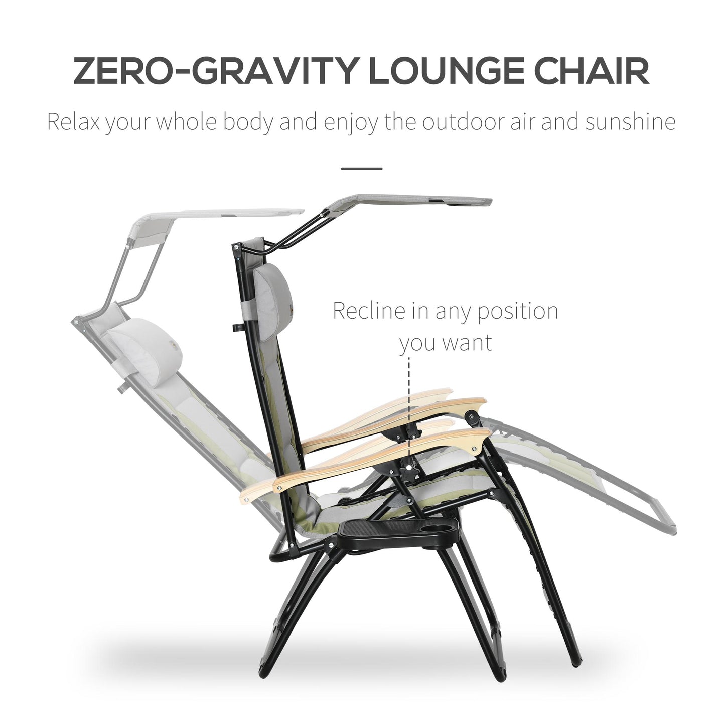 Zero Gravity Reclining Chair - Foldable Lounge Chair with Sunshade