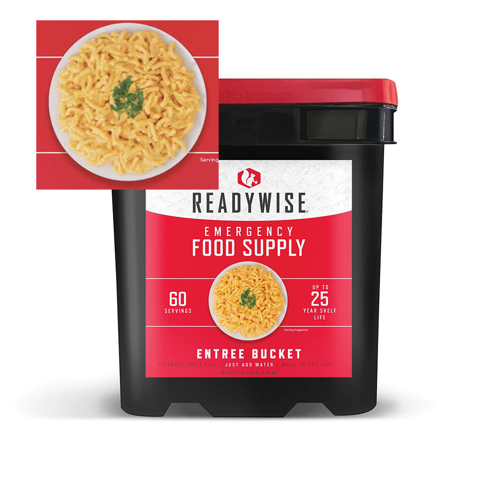 Emergency Survival Food - Entree Only - 60 Servings Grab and Go Bucket