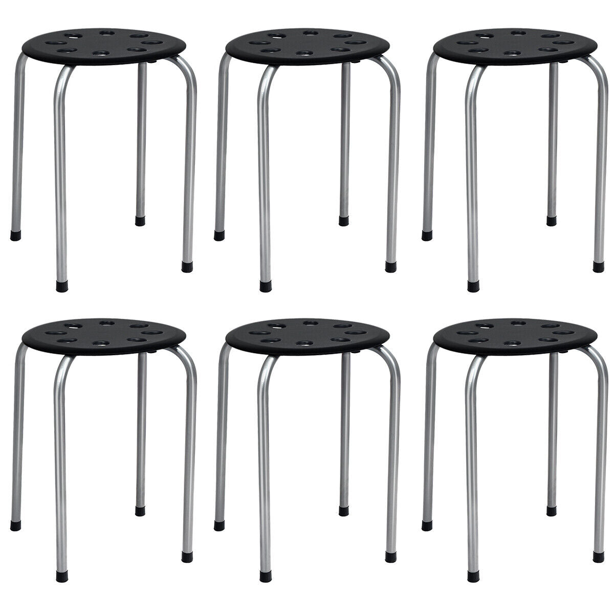 Stool Set of 6 -  Stackable Kitchen Stools With Antiskid Foot Caps