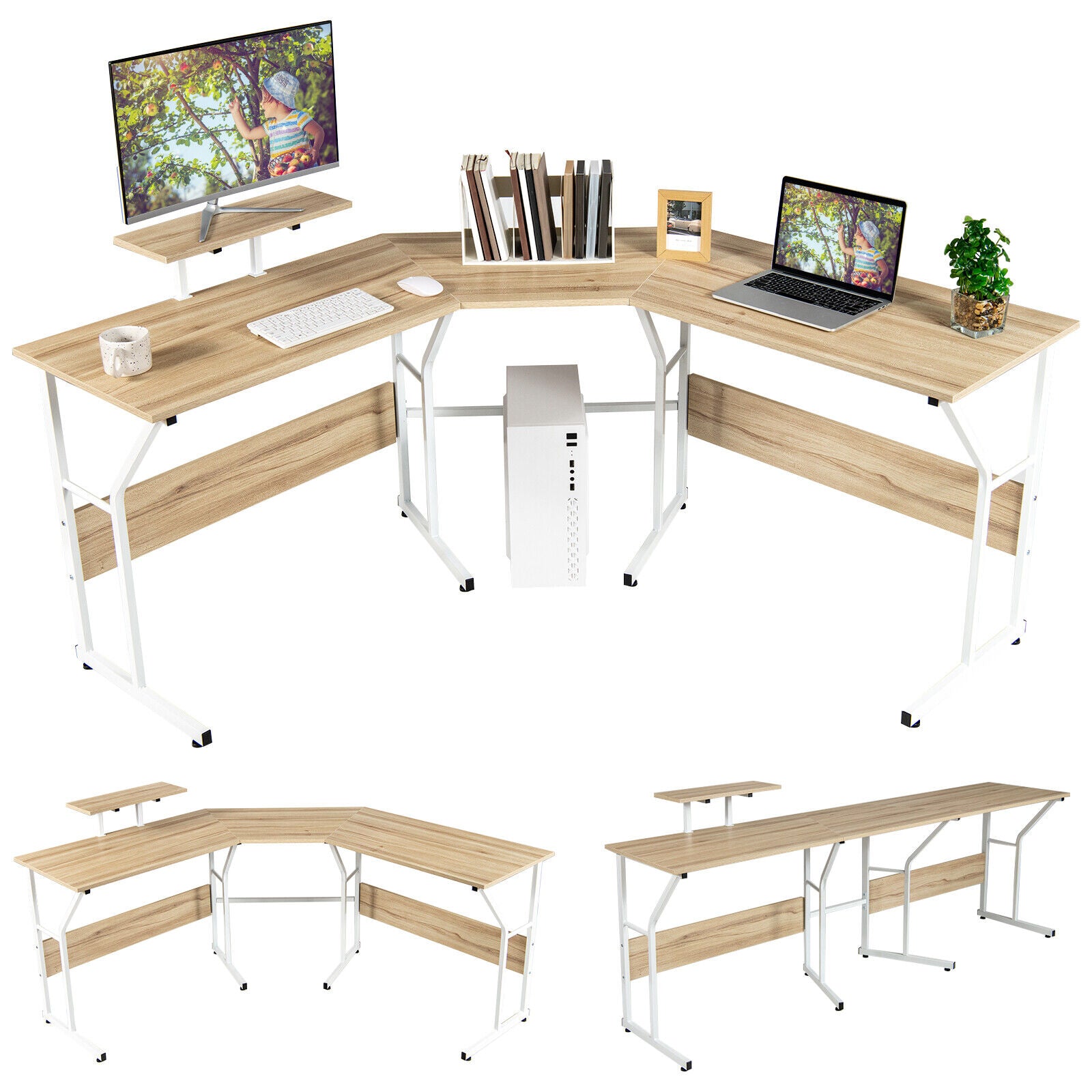 Computer Desk - 2 Person Gaming Desk - Reversible L Shaped Desk