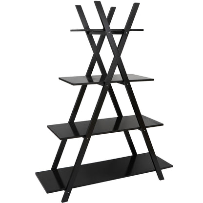 4 Tier "A" Frame Bookshelf - Black Bookcase