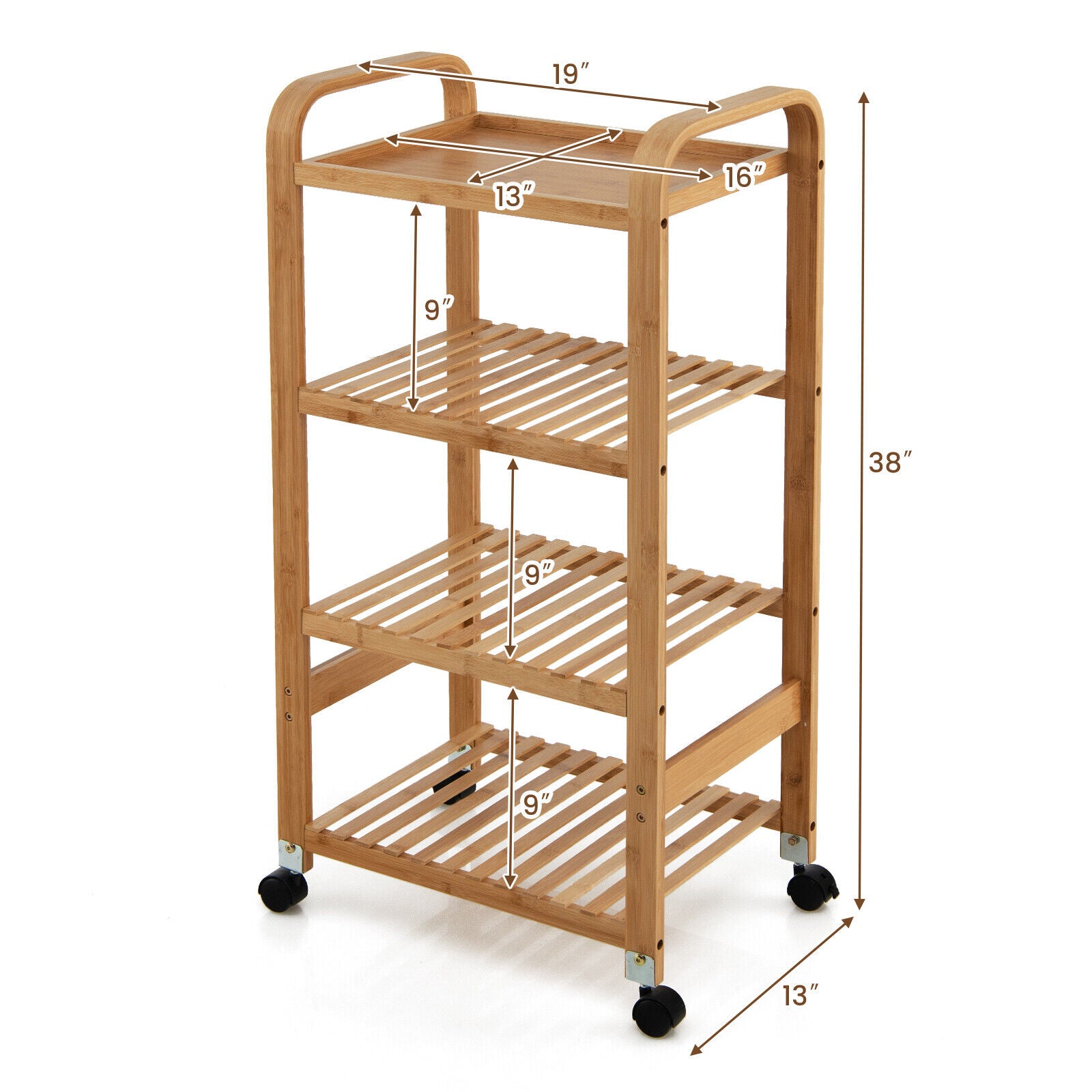 4Tier Kitchen Cart - Rolling Kitchen Cart With Lockable Caster