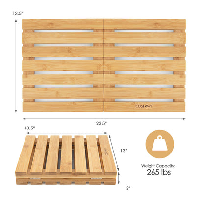 Bathmat Bamboo - Shower Mat With Non Slip Pad