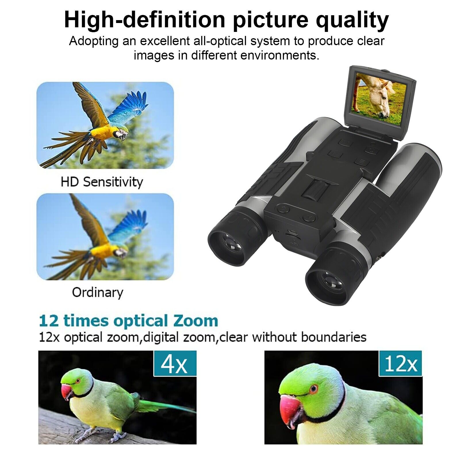 Binocular - Night Vision Binoculars Camera 12x Magnification