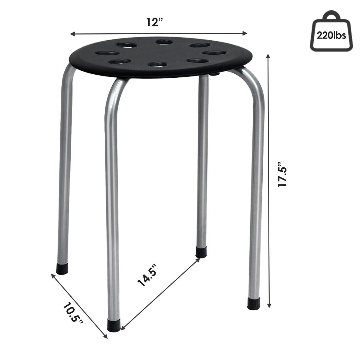 Stool Set of 6 -  Stackable Kitchen Stools With Antiskid Foot Caps