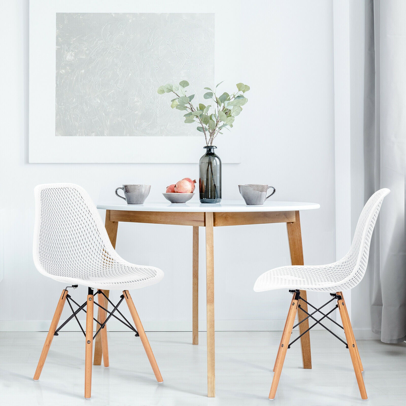 Dining Chair With Modern Wood Leg - Set of 2 Modern Dining Chairs