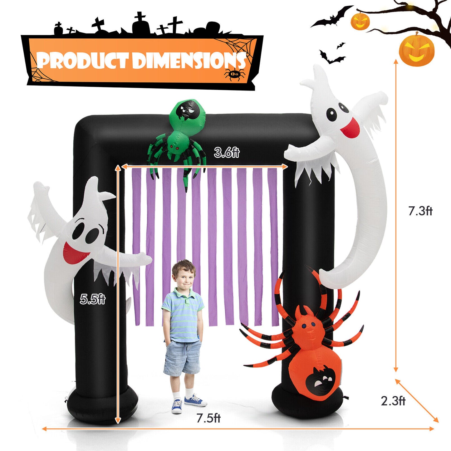 Halloween Decoration - 7.5 Feet Halloween Inflatable Archway